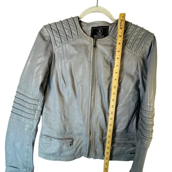Rino & Pelle Abigail Leather Jacket Women's 40 Lavender Moto Zip‎ Lambskin READ